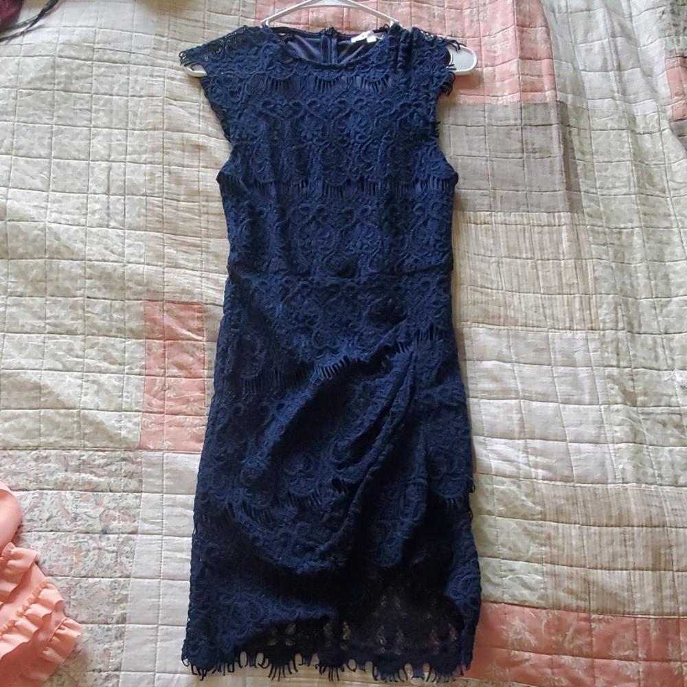 Short blue lace dress